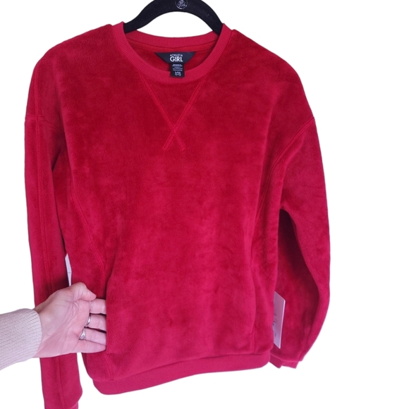 ATHLETA GIRL Girls Sz L 12 Feelin Great 2.0 Velvet Sweatshirt Red NWT - Picture 8 of 15